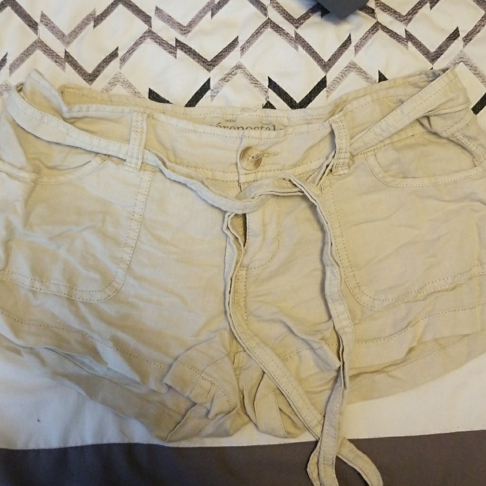 Beige linen shorts